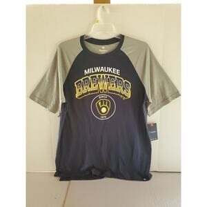 Fanatics Milwaukee Brewers Since 1970 T-Shirt XL/Tall Gray Sleeves Blue Body